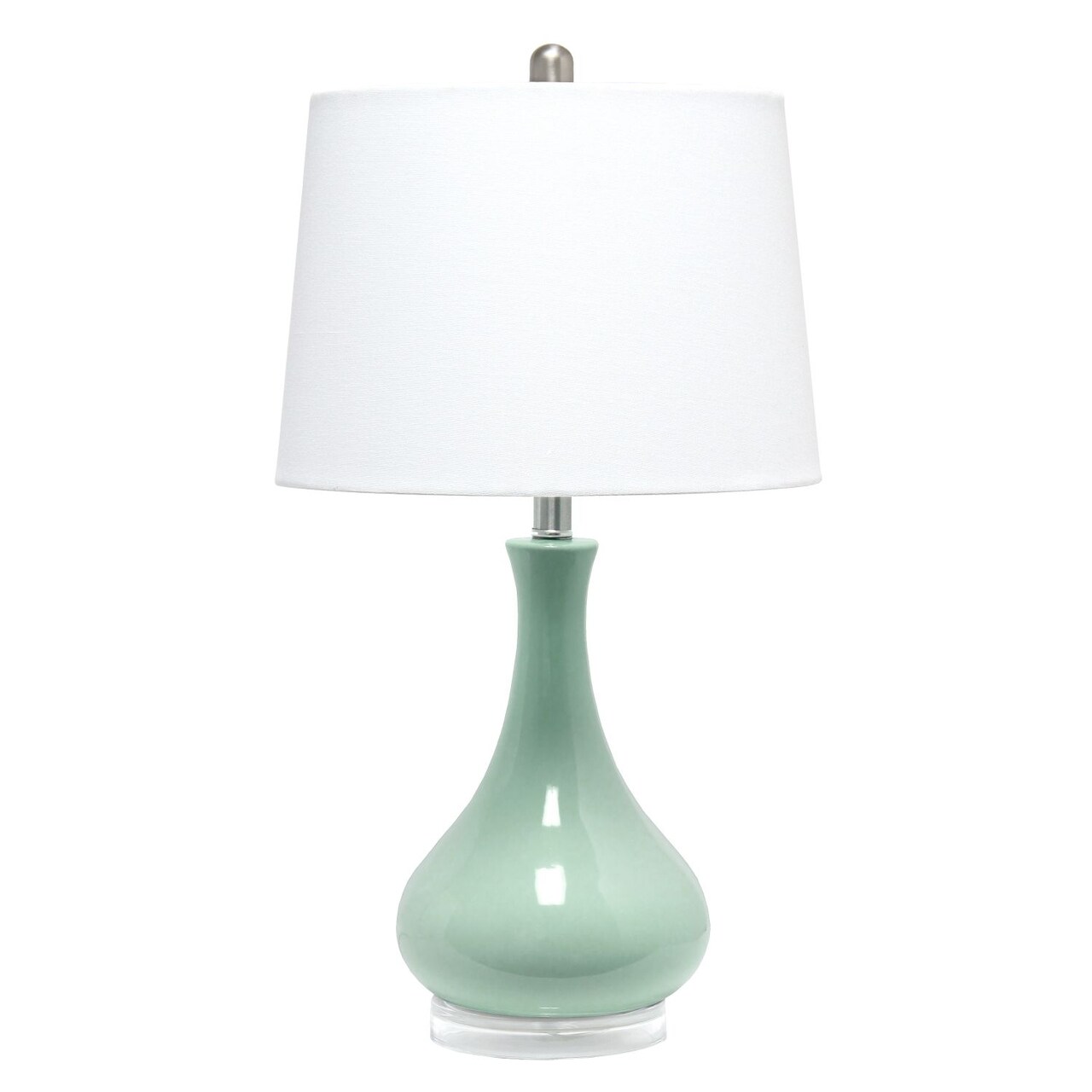 Mod Lighting and Decor Droplet Ceramic Table Lamp with Empire Shade - 26.25" - White and Green